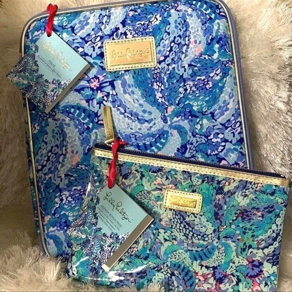 LILLY PULITZER GIFT MATCHING LARGE GIFT SET PRINTED STORAGE BOX W/ EARRINGS ETC - Picture 5 of 11